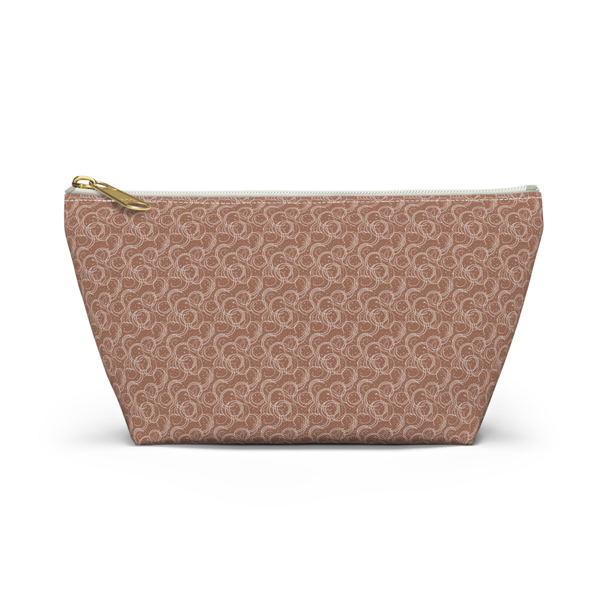 Mocha Drift Accessory Pouch with T‑Bottom- Makeup & Travel Cosmetic Bag