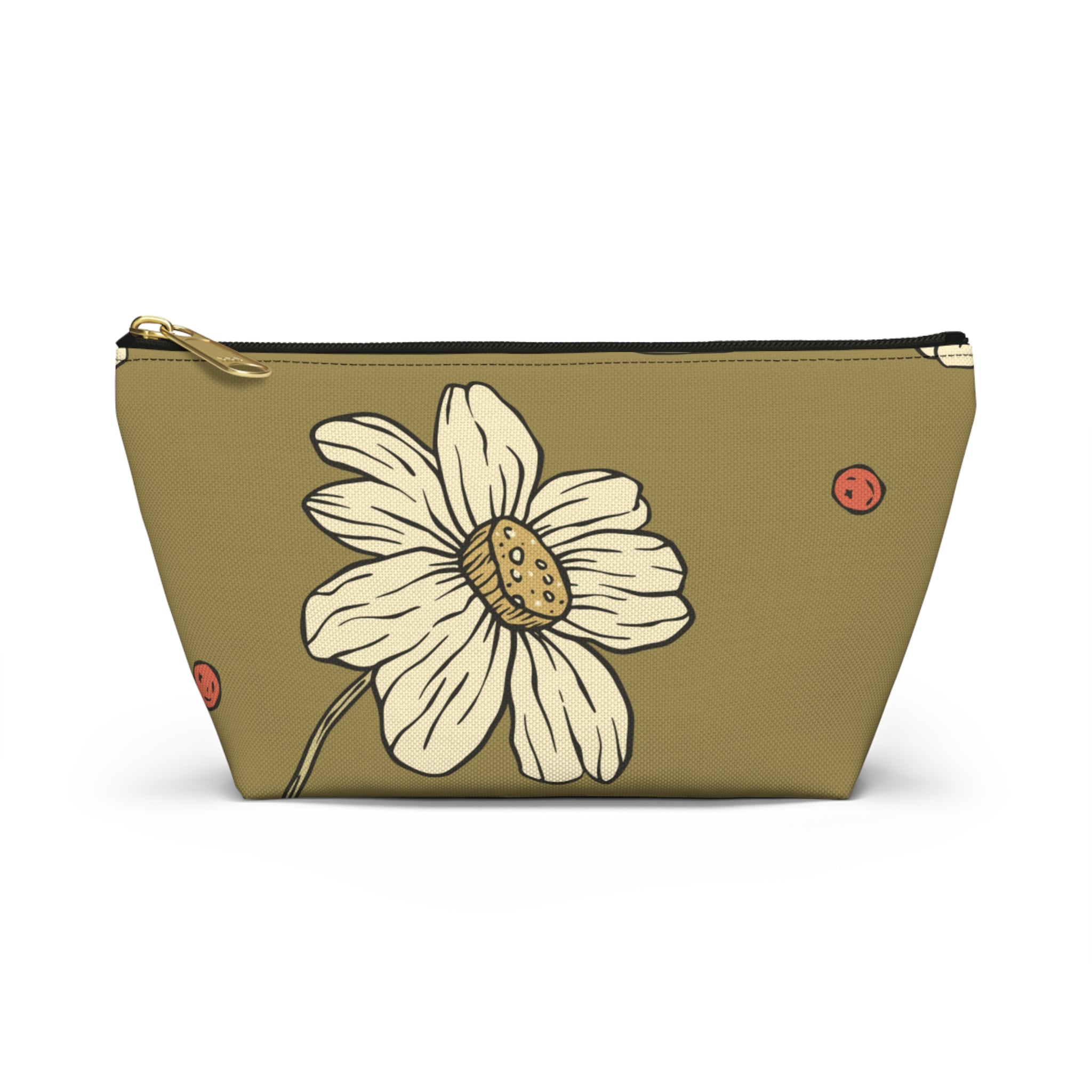 Floral Daisy Accessory Pouch with T‑Bottom - Makeup & Travel Organizer