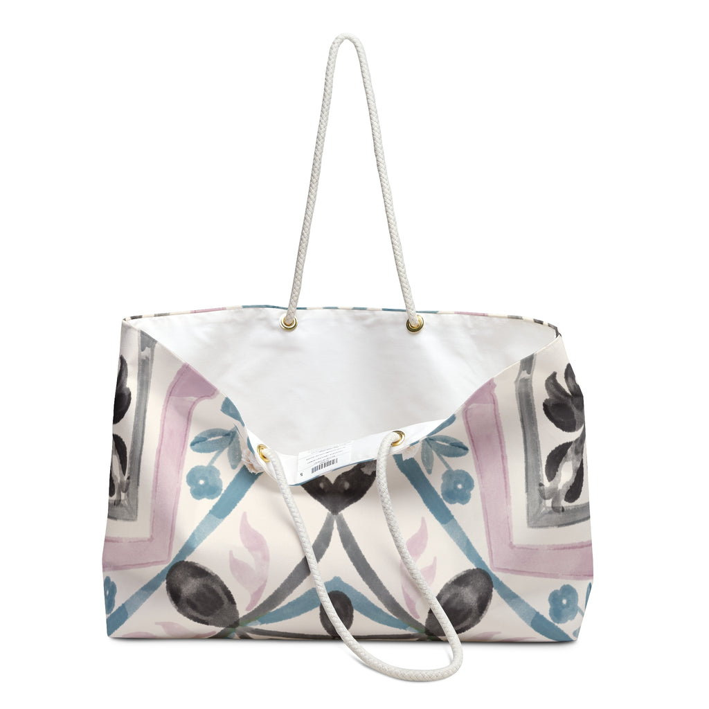 Pastel Tile Heart Pattern Weekender Bag — Travel Tote