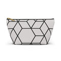 Black & Grey Geometric Hexagon Accessory Pouch with T-Bottom Bag - Makeup & Travel Organzier