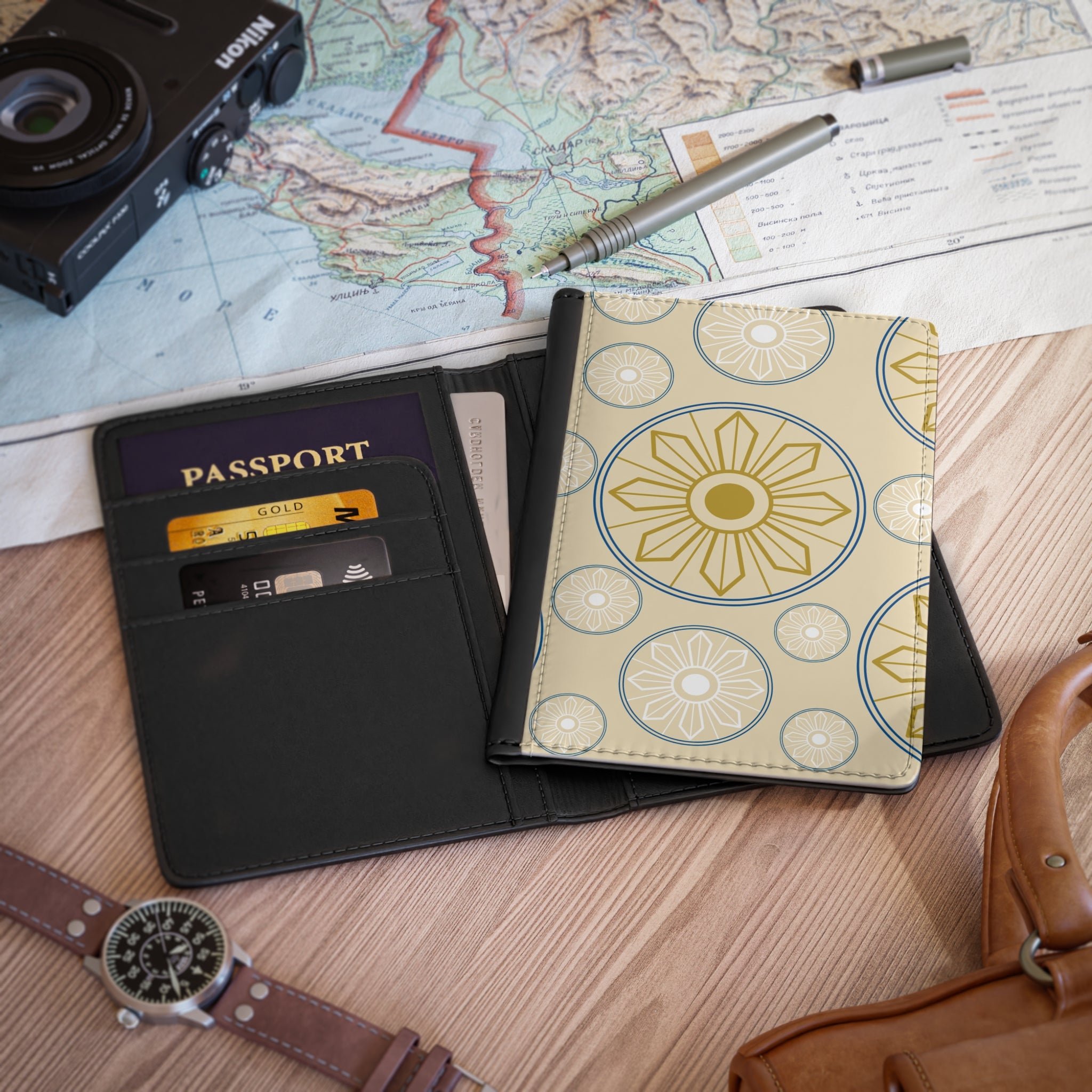 Boho Sunburst Passport Cover - Travel Wallet