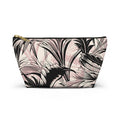 Pink & Black Palm Accessory Pouch with T‑Bottom -  Makeup and Travel Organizer