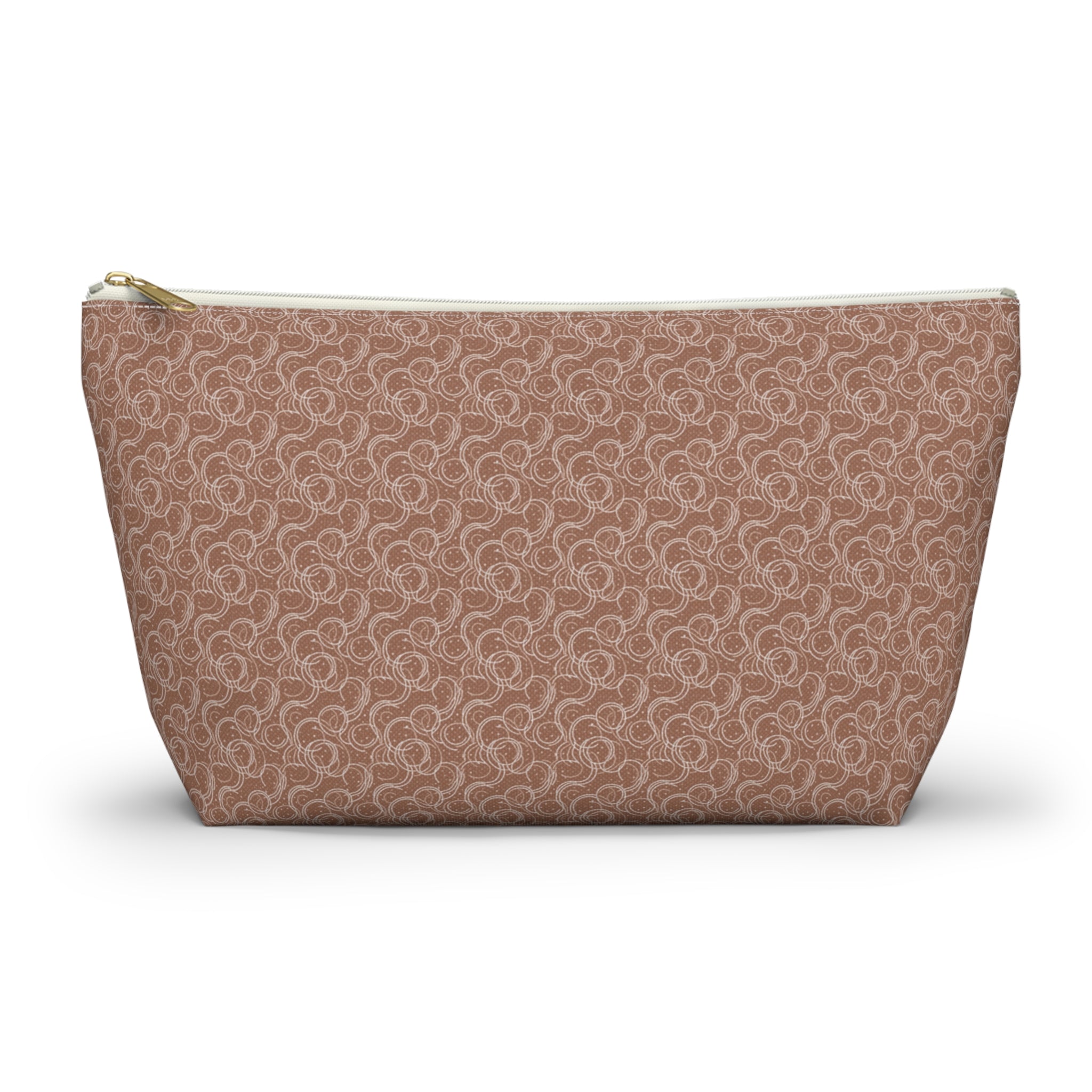 Mocha Drift Accessory Pouch with T‑Bottom- Makeup & Travel Cosmetic Bag