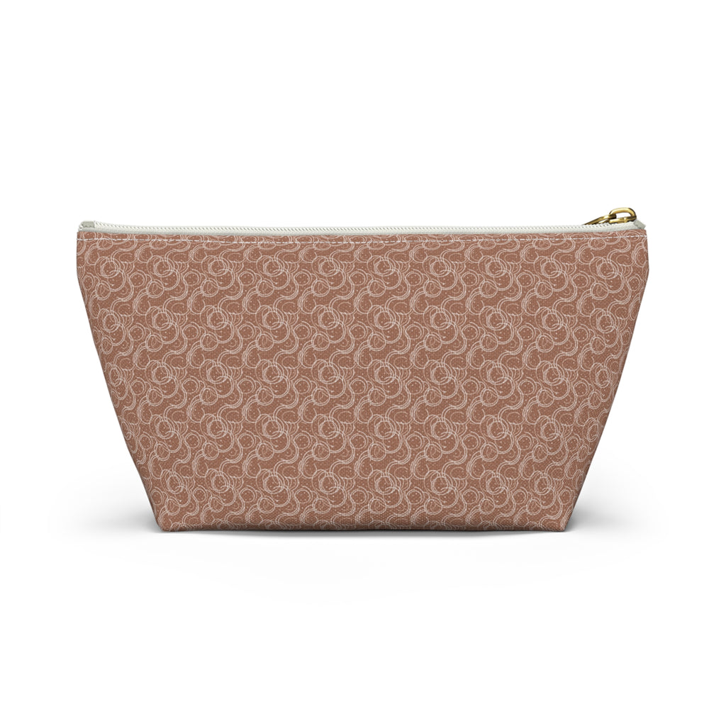 Mocha Drift Accessory Pouch with T‑Bottom- Makeup & Travel Cosmetic Bag