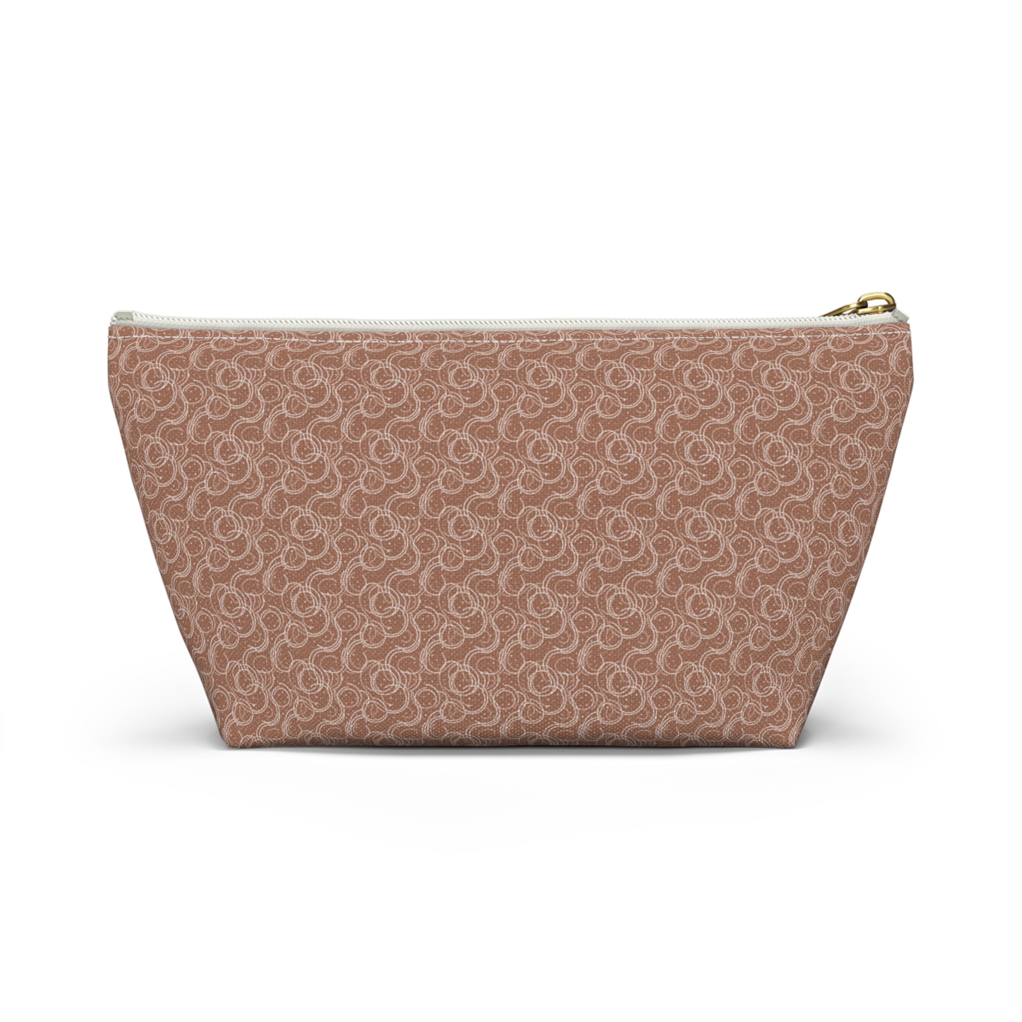 Mocha Drift Accessory Pouch with T‑Bottom- Makeup & Travel Cosmetic Bag