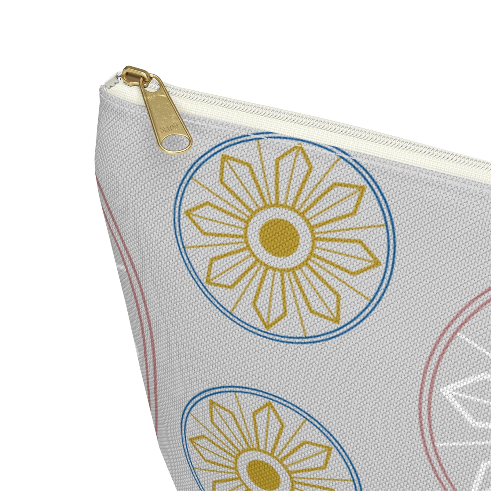 Light Blue Medallion Accessory Pouch with T-Bottom - Makeup & Travel Organizer