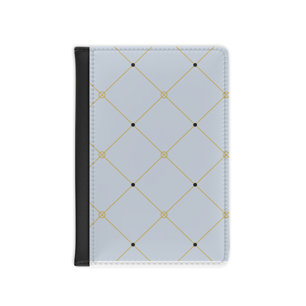 Elegant Light Blue and Gold Lattice Passport Cover — Travel Wallet