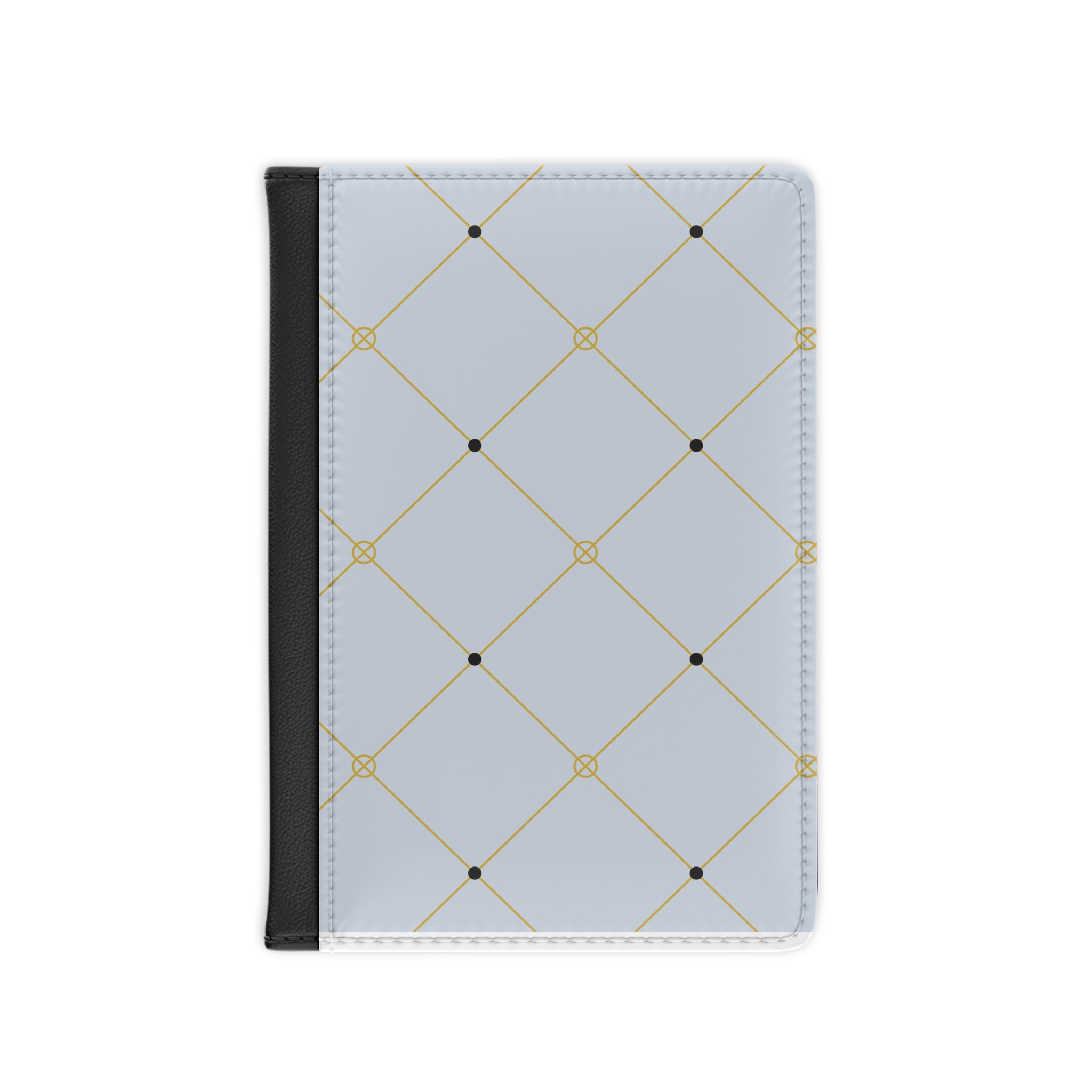 Elegant Light Blue and Gold Lattice Passport Cover — Travel Wallet