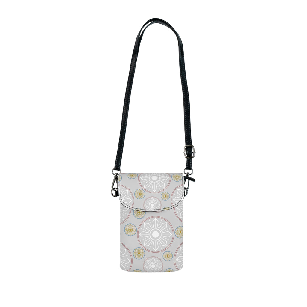 Light Blue Medallion Crossbody Cell Phone Bag with Adjustable Strap — Travel & Getaway Accessory
