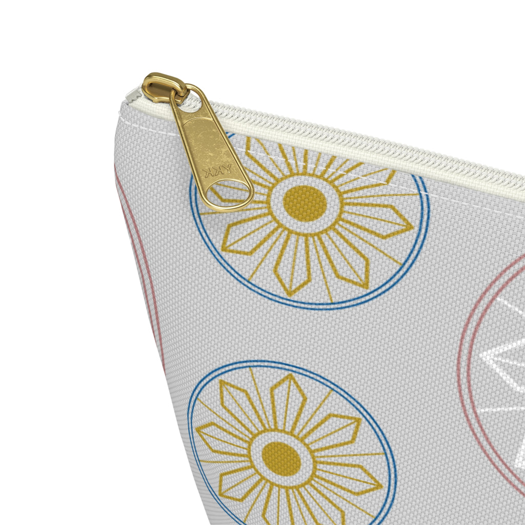 Light Blue Medallion Accessory Pouch with T-Bottom - Makeup & Travel Organizer