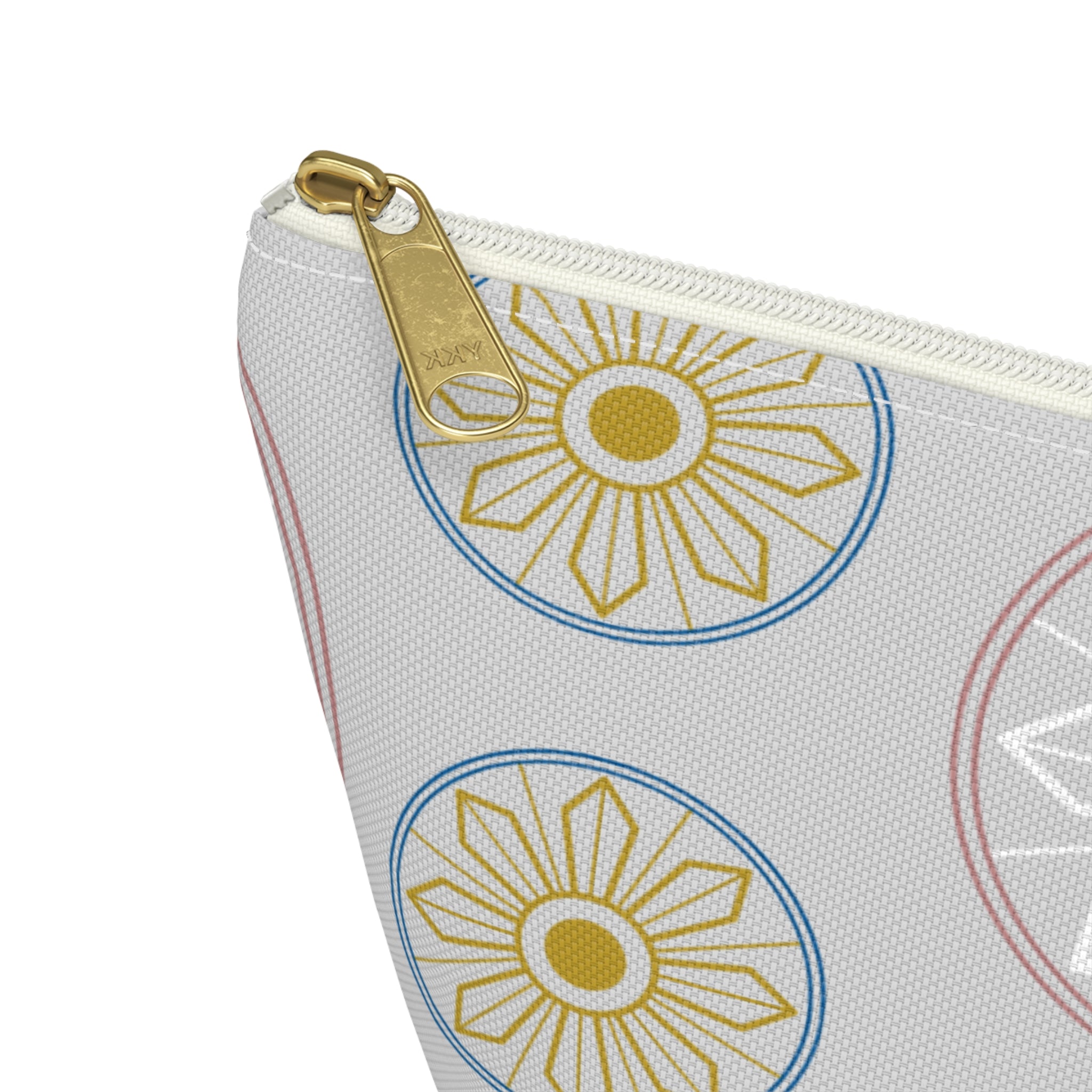 Light Blue Medallion Accessory Pouch with T-Bottom - Makeup & Travel Organizer