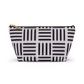 Blush and Black Geometric Grid Accessory Pouch with T-Bottom - Makeup & Travel Organzer