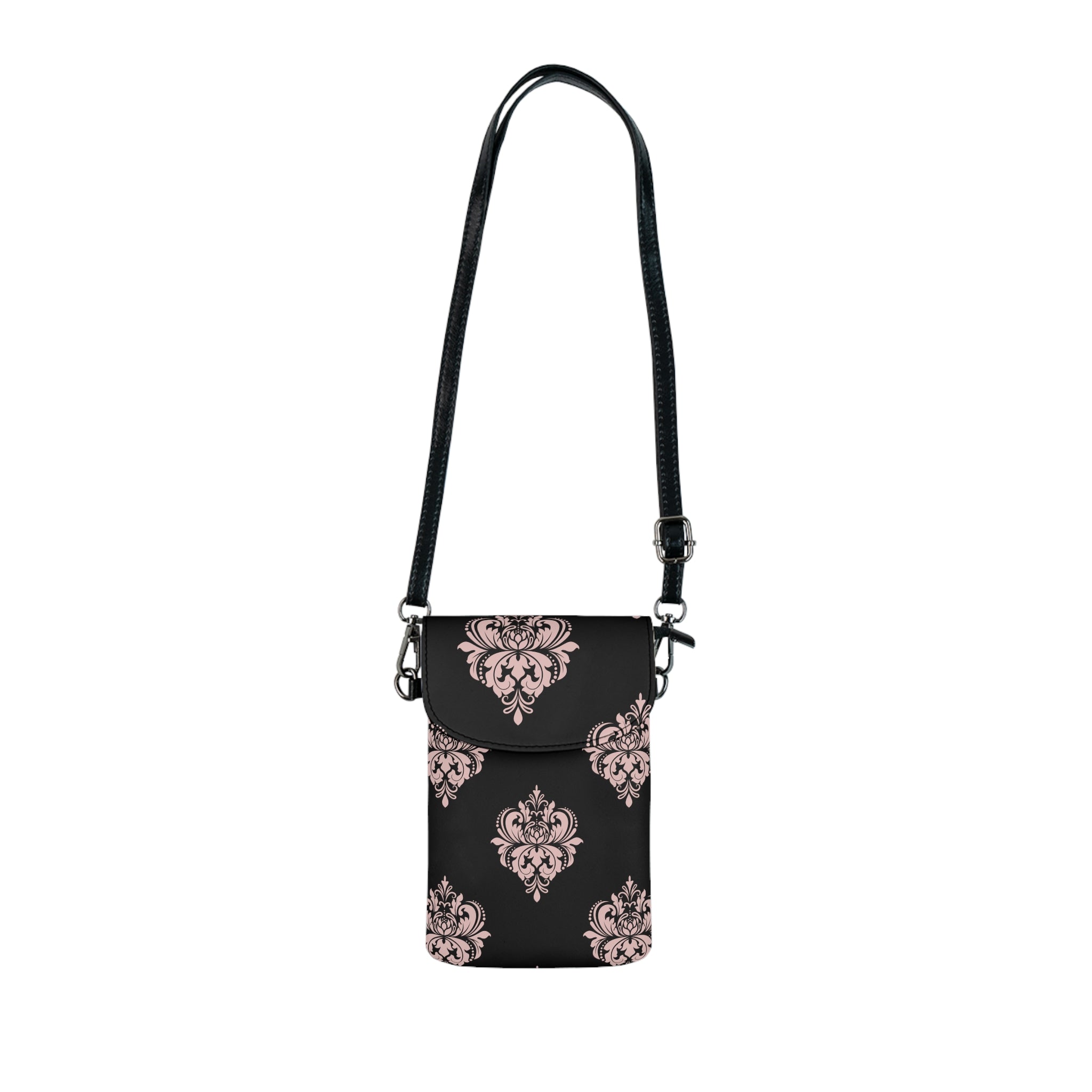 Damask Floral Crossbody Cell Phone Bag with Adjustable Strap - Travel & Getaway Accessory