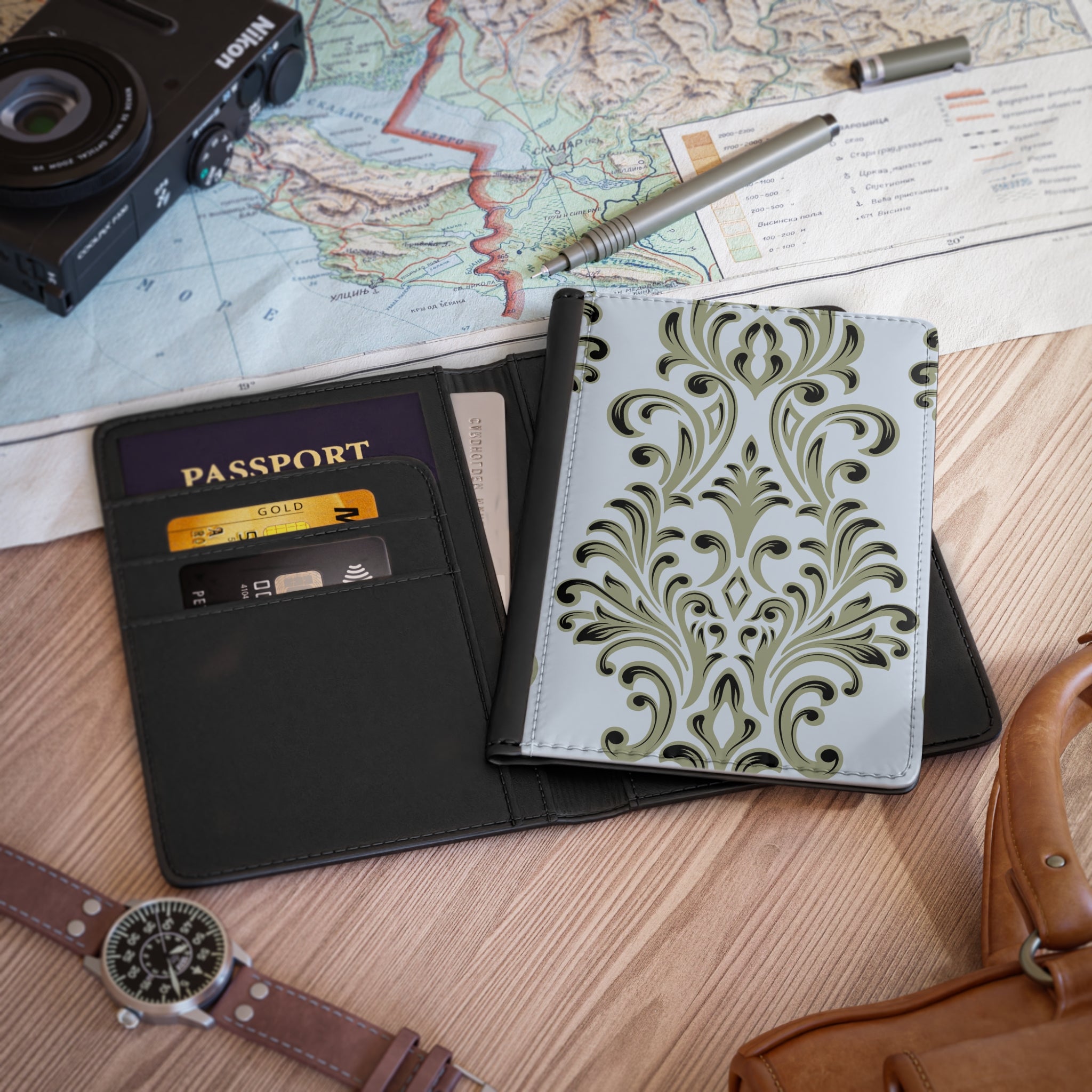 Damask Travel Passport Cover — Travel Wallet
