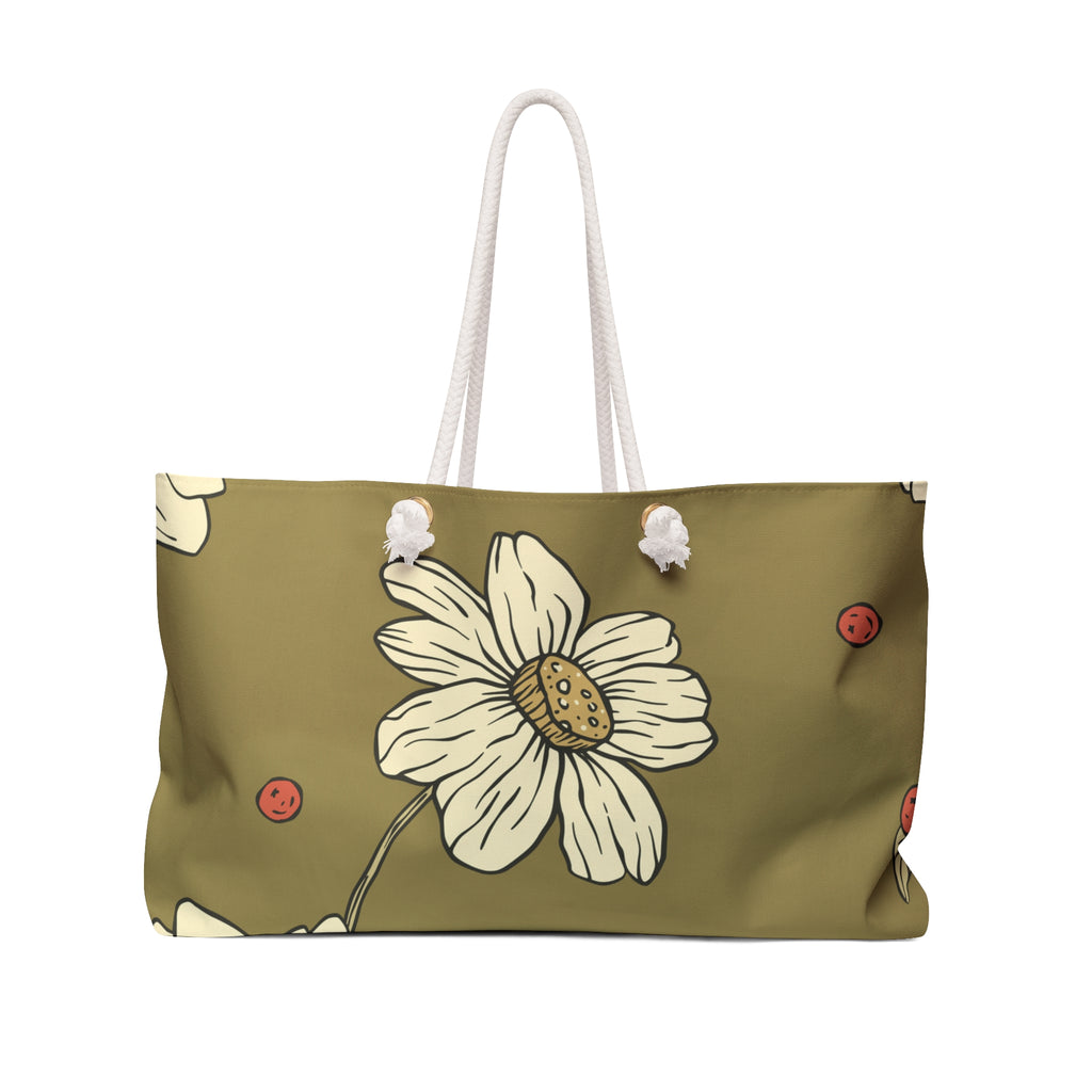 Olive Daisy & Ladybug Weekender Bag with T-Bottom - Makeup & Travel Organizer