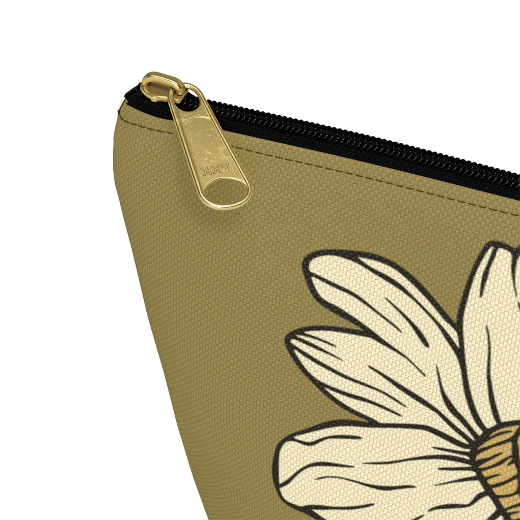 Floral Daisy Accessory Pouch with T‑Bottom - Makeup & Travel Organizer