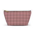 Blush Grid Print Accessory Pouch with T-Bottom  — Makeup & Travel Organizer