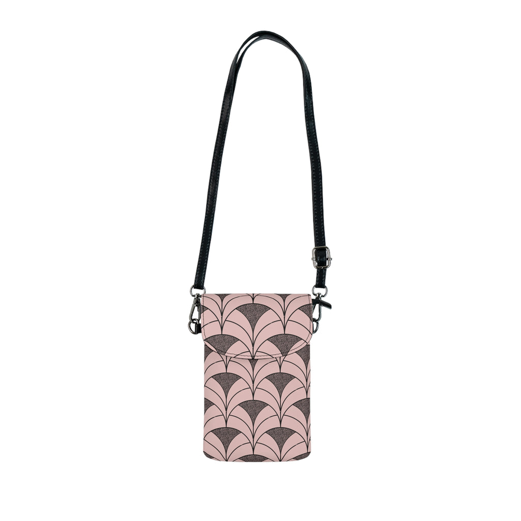 Pink Art Deco Crossbody Cellphone Phone Bag with Adjustable Strap - Travel & Getaway Accessory