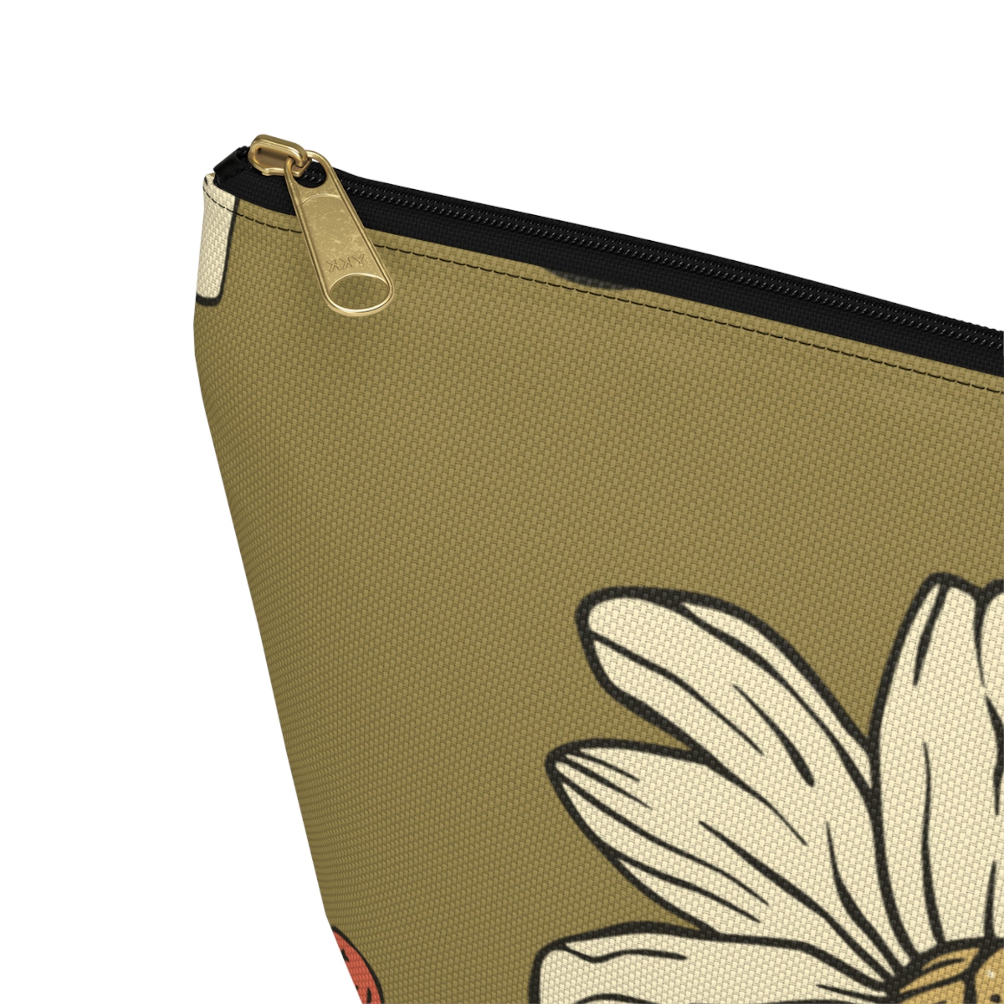 Floral Daisy Accessory Pouch with T‑Bottom - Makeup & Travel Organizer