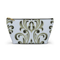 Light Blue Damask Accessory Pouch with T‑Bottom - Makeup & Travel Organizer