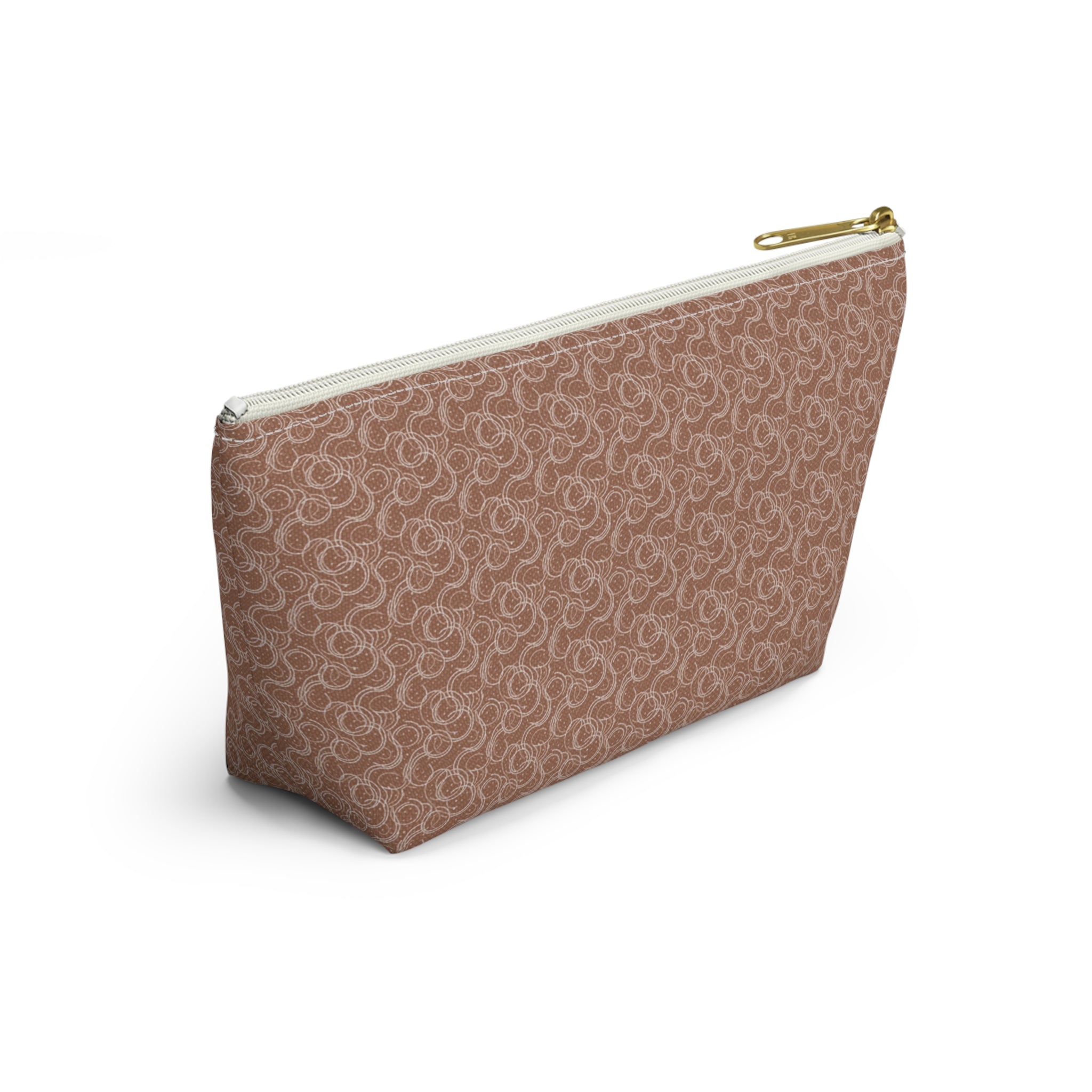 Mocha Drift Accessory Pouch with T‑Bottom- Makeup & Travel Cosmetic Bag