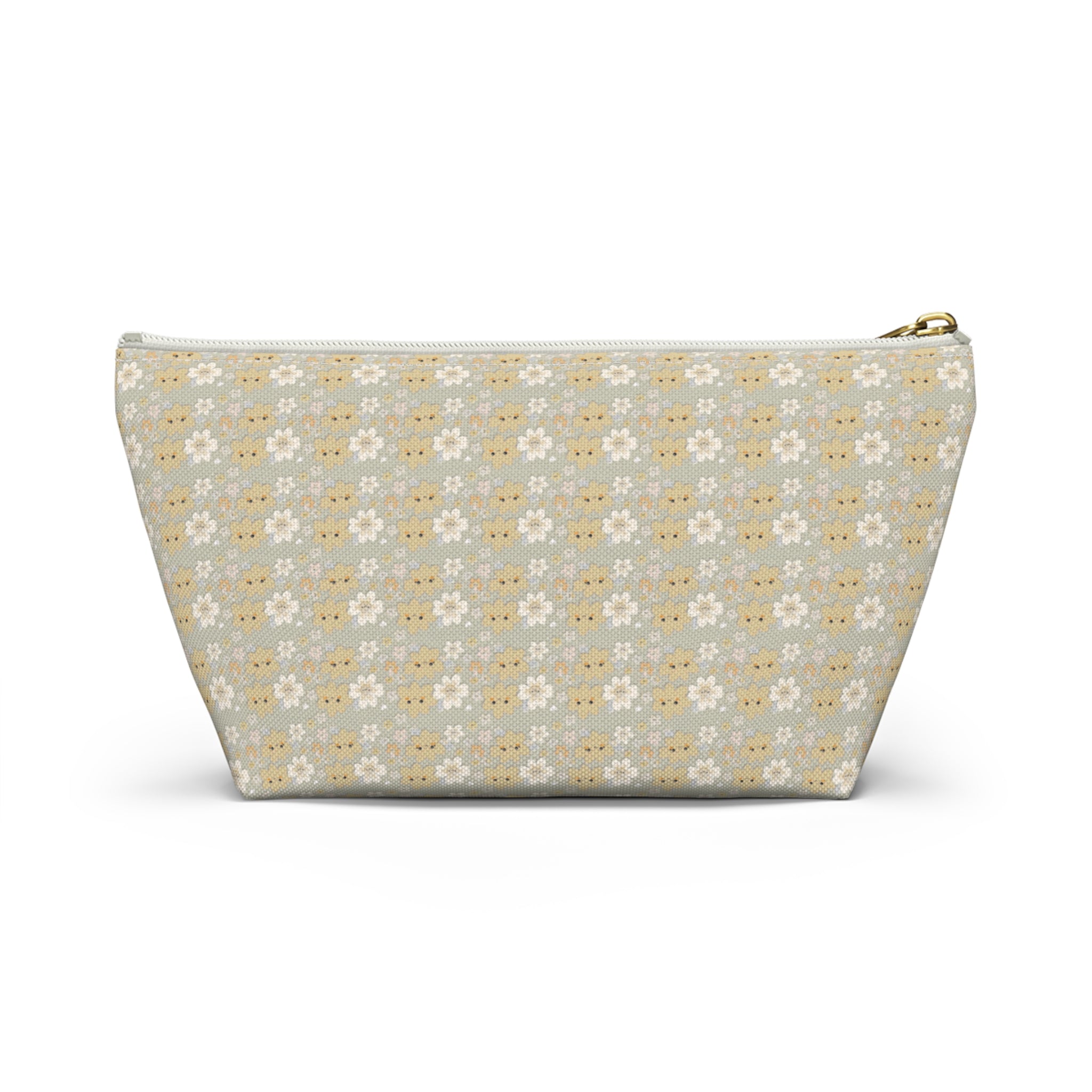 Chestnut Daisy Accessory Pouch with T‑Bottom - Makeup & Travel Organizer