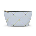 Elegant Light Blue and Gold Lattice Accessory Pouch with T-Bottom - Makeup & Travel Organizer