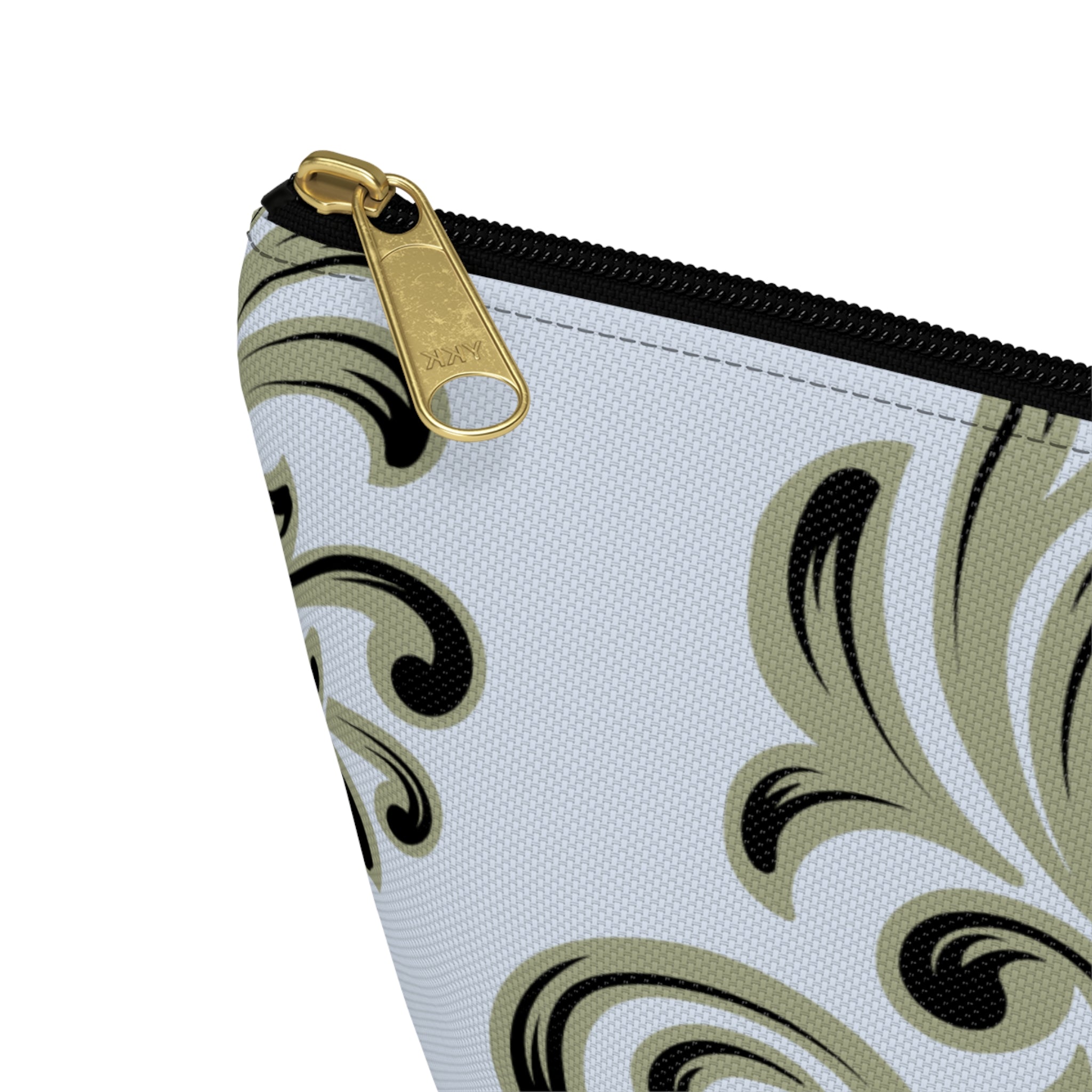 Light Blue Damask Accessory Pouch with T‑Bottom - Makeup & Travel Organizer