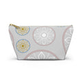 Light Blue Medallion Accessory Pouch with T-Bottom - Makeup & Travel Organizer