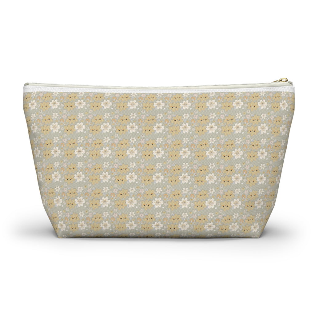 Chestnut Daisy Accessory Pouch with T‑Bottom - Makeup & Travel Organizer